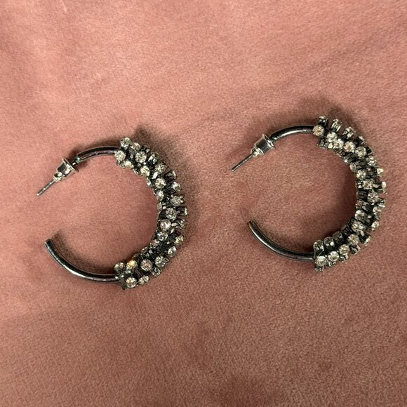 Gun Metal Crystal Hoop Earrings — Sparkle Glam! - Picture 5 of 6